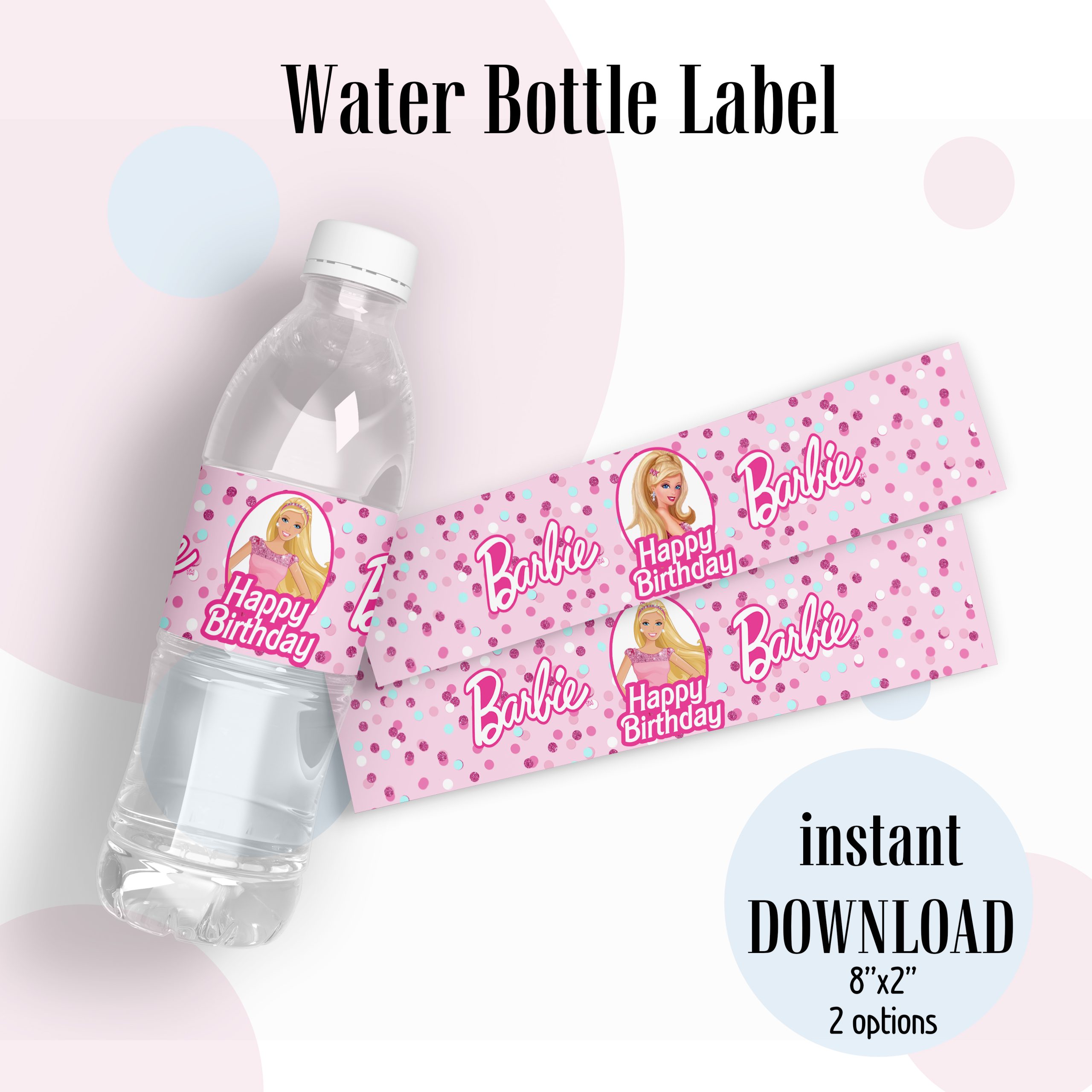 barbie water bottle labels