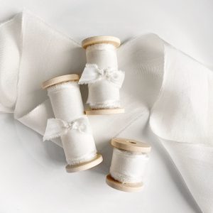 Light Ivory Silk Ribbon - KrasnovaSilk