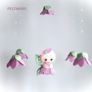 Baby girl mobile, Purple flower baby mobile, Baby crib mobile