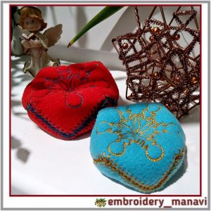 Embroidery Design Christmas Biscornu Sachet hot cup stand 1.