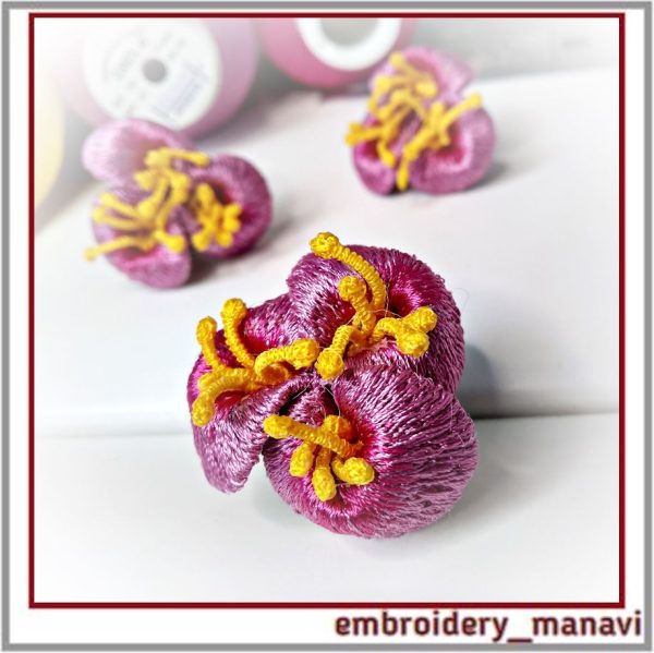 ITH embroidery design Set of floral 3D for jewelry.