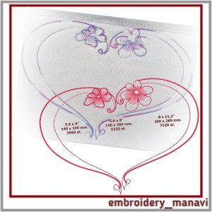 Heart with flowers. Easy design. Machine embroidery design.