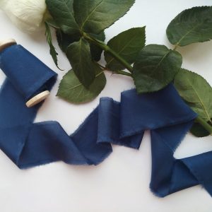 Navy Silk Ribbon - KrasnovaSilk
