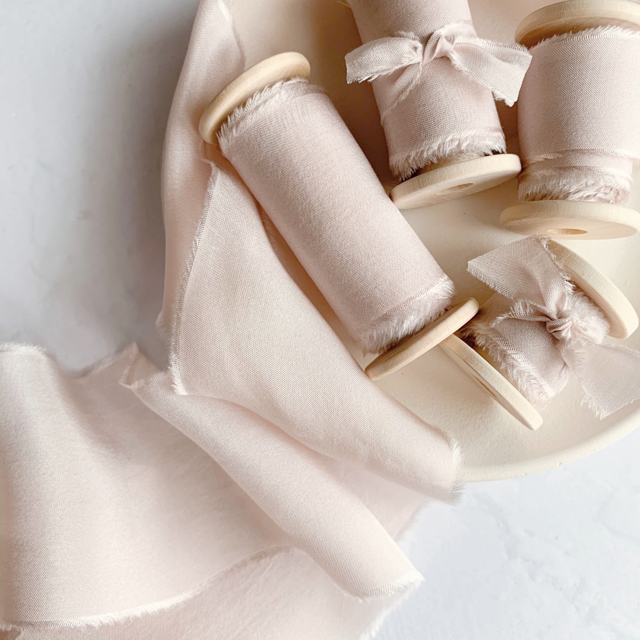 Nude Hand Dyed Silk Ribbon - KrasnovaSilk