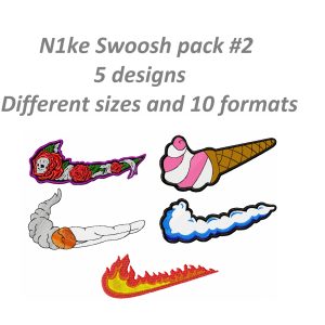 Nike swoosh Embroidery design logo pack file DST PES, 5 designs