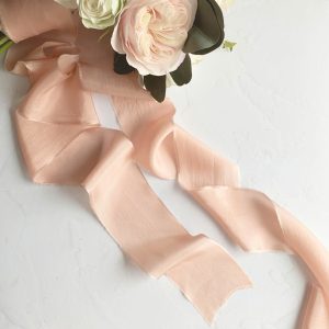 Peachy Blush Silk Ribbon - KrasnovaSilk