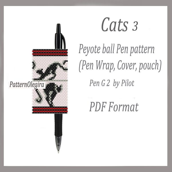 CATS 3 Bead pattern PDF file Bead cover pen Bead pen wraps Beading patterns Beading cats Olegirabeadpatterns