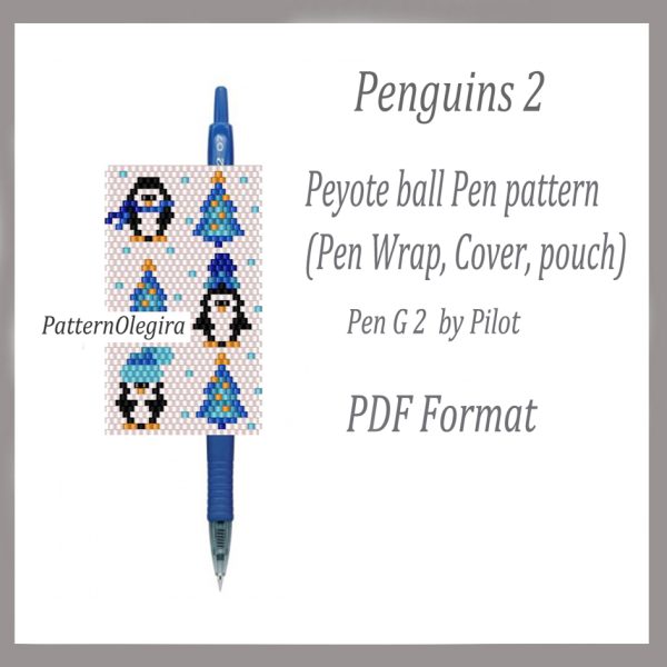 PENGUINS 2 bead pattern PDF file Beading patterns Beading cover pen Beading pen wraps Christmas patterns Olegirabeadpatterns