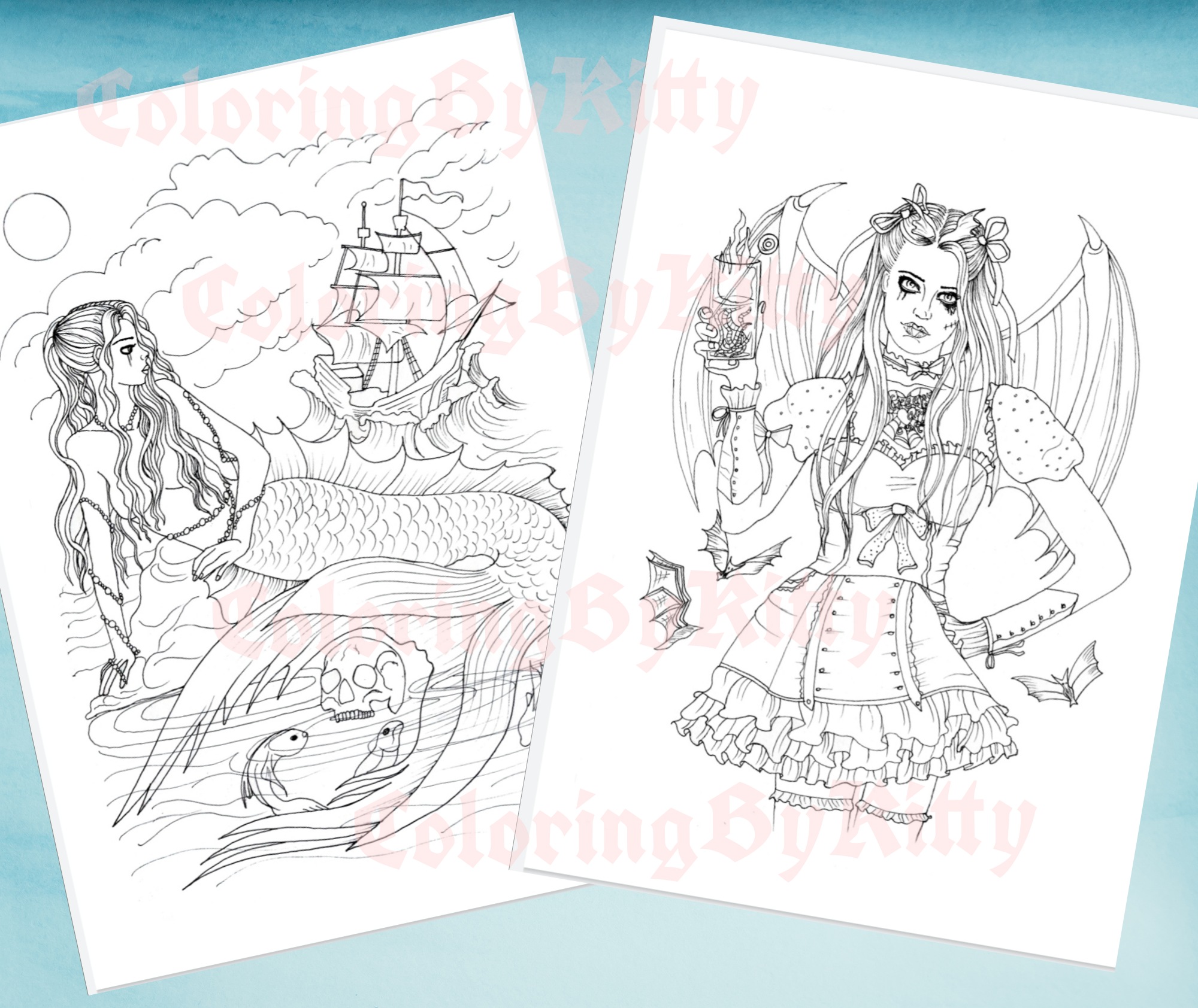 Coloring book spiral bound Steampunk and Gothic collection 20 coloring  pages A4 - Crealandia