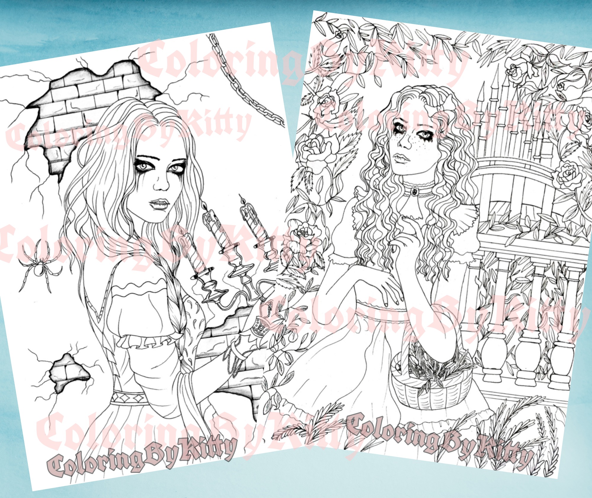 Delusion pdf coloring book 20 gothic pages to color - Crealandia