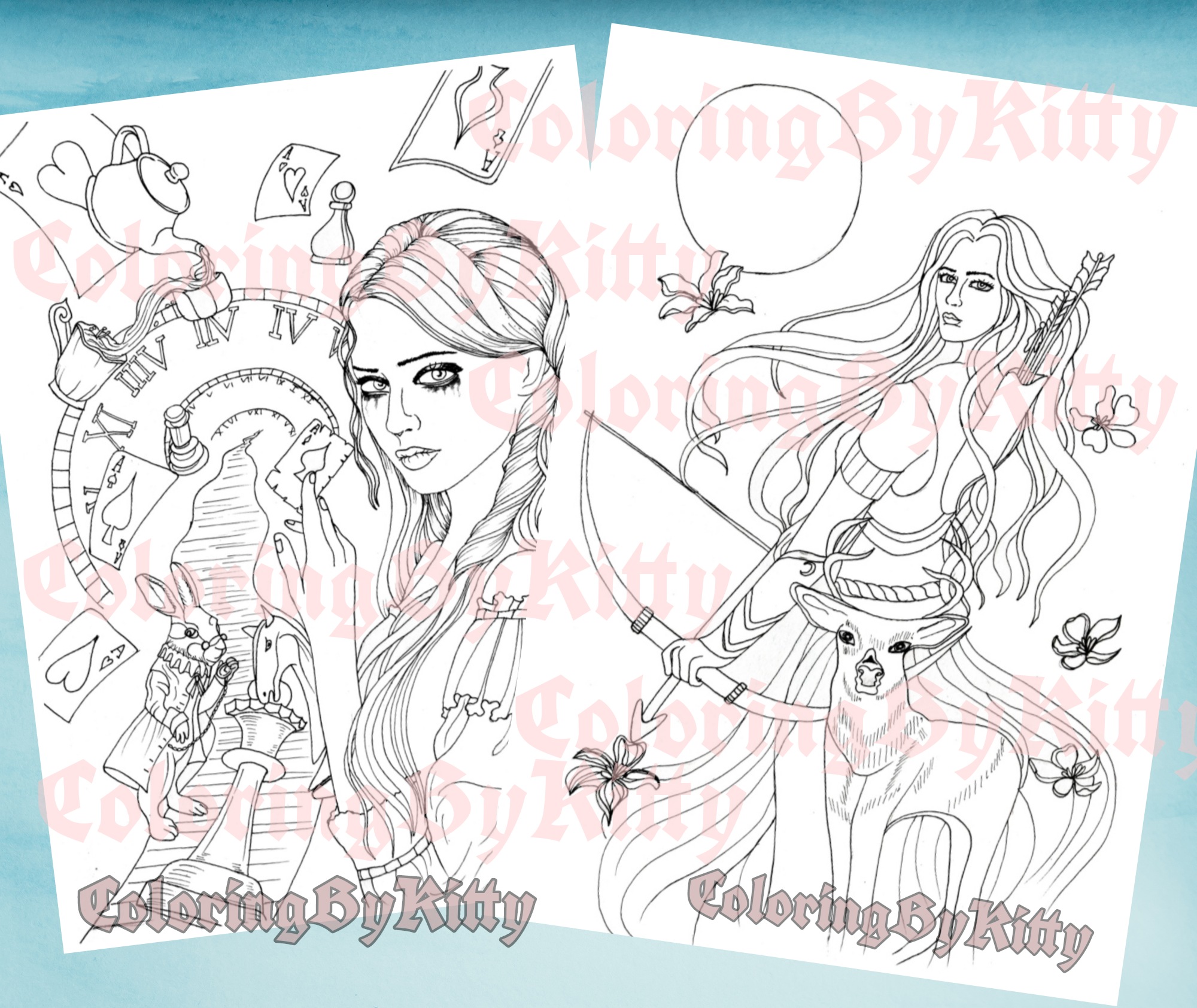 Coloring book spiral bound Steampunk and Gothic collection 20 coloring  pages A4 - Crealandia