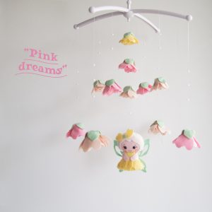 Pink baby mobile