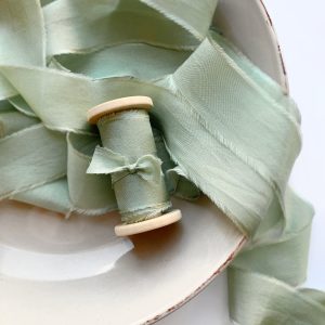 Sage Green Silk Ribbon - KrasnovaSilk