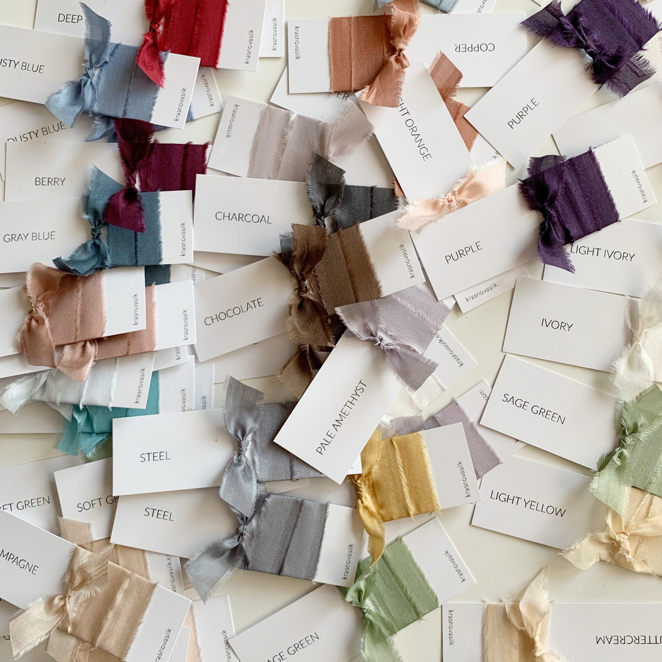 Samples Hand Dyed Silk Ribbon | Many Color - KrasnovaSilk