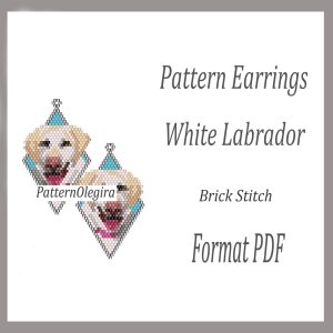 WHITE LABRADOR Earrings bead pattern PDF file Beading patterns Beading earrings Olegirabeadpatterns Dogs patterns