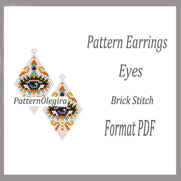 EYES Earrings bead pattern PDF file Olegirabeadpatterns Beading patterns Beading earrings Brick stitch patterns
