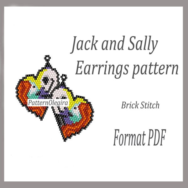 JACK AND SALLY Earrings bead patterns PDF file Beading patterns Beading earrings Olegirabeadpatterns
