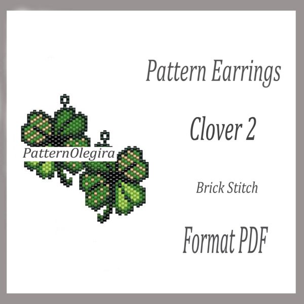 CLOVER 2 Earrings bead pattern PDF file Beading patterns Beading earrings Olegirabeadpatterns
