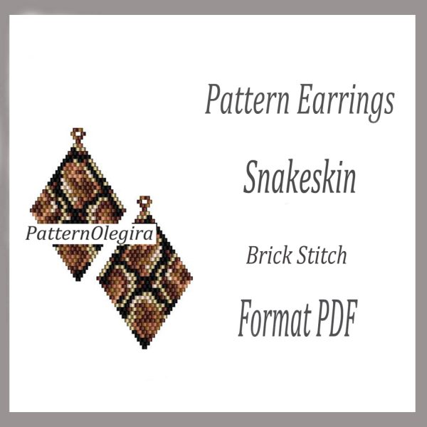 SNAKESKIN Earrings bead pattern PDF file Beading patterns Beading earrings Olegirabeadpatterns