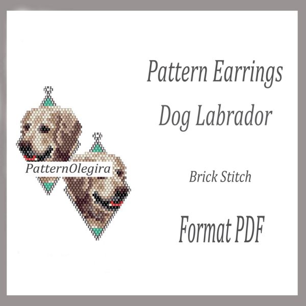 DOG LABRADOR Earrings bead pattern PDF file Beading patterns Beading earrings Olegirabeadpatterns Dogs patterns
