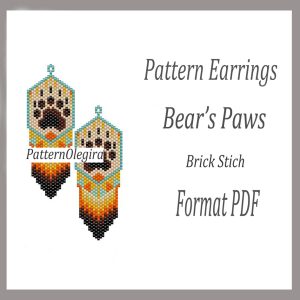BEAR'S PAWS Earrings bead pattern PDF file Olegirabeadpatterns Beading patterns Beading earrings Brick stitch patterns