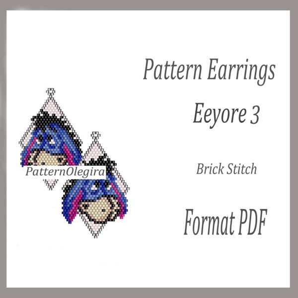 EEYORE 3 Earrings bead pattern PDF file Beading patterns Beading earrings Olegirabeadpatterns