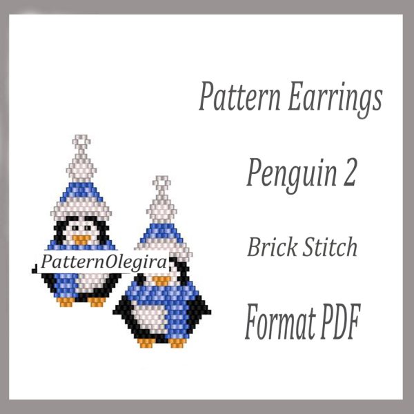 PENGUIN 2 Earrings bead patterns PDF file Beading patterns Beading Earrings Olegirabeadpatterns