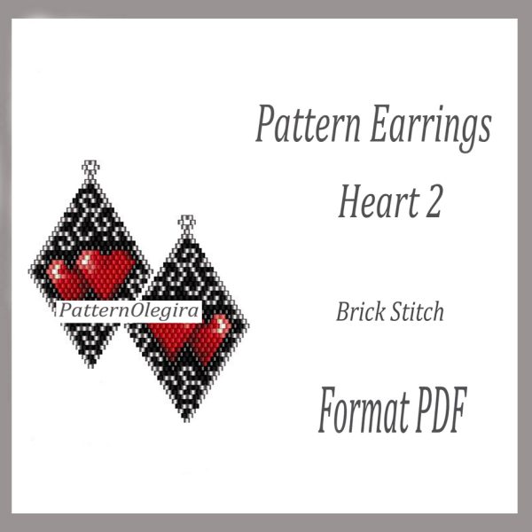 HEART 2 Earrings bead pattern PDF file Beading patterns Beading earrings Olegirabeadpatterns