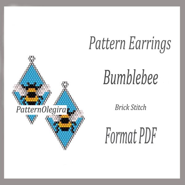 BUMBLEBEE Earrings bead pattern PDF file Beading patterns Beading earrings Olegirabeadpatterns