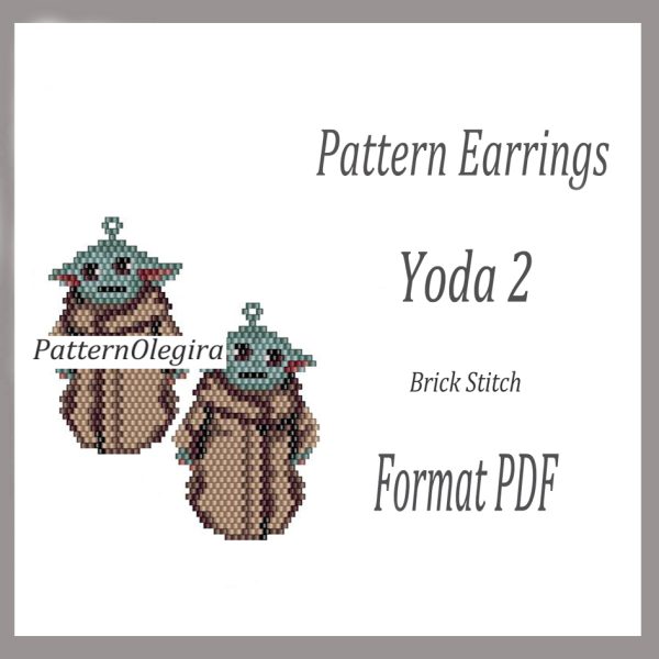 YODA 2 Earrings bead patterns PDF file Beading patterns Beading Earrings Olegirabeadpatterns