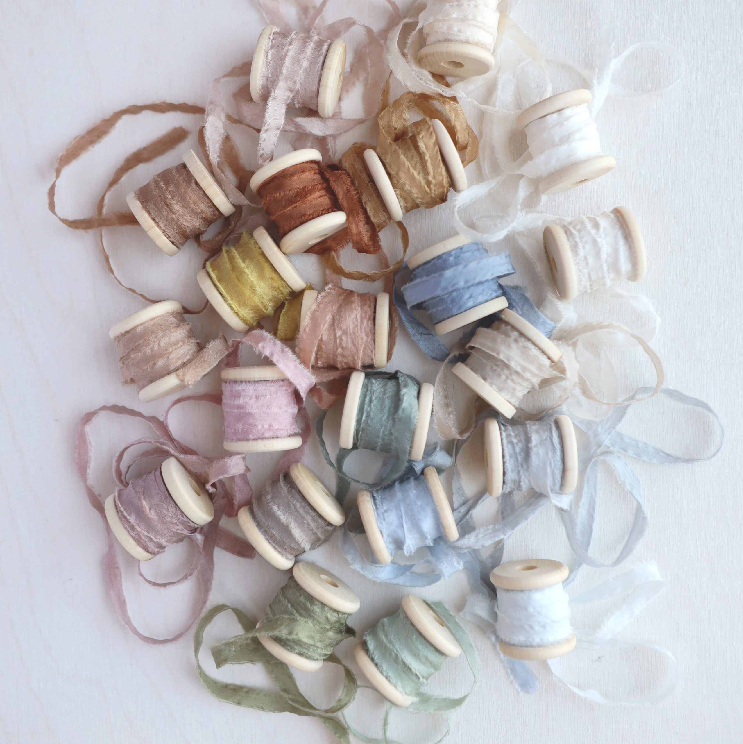 Dusty Blue Hand Dyed Silk Ribbon - KrasnovaSilk