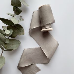 Taupe Silk Ribbon - KrasnovaSilk