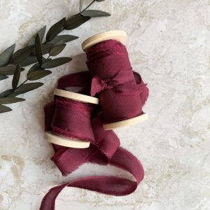 Wine Silk Ribbon - KrasnovaSilk