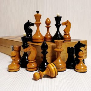 Antique Soviet Wooden Chess. Vintage chess USSR. Russian chess