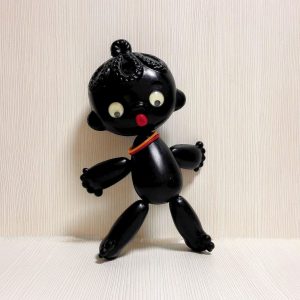 Vintage Soviet Plastic Toy Black Doll. Antique Collectible Doll
