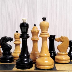 Antique Soviet Wooden Chess set. Big Vintage Russian chess USSR