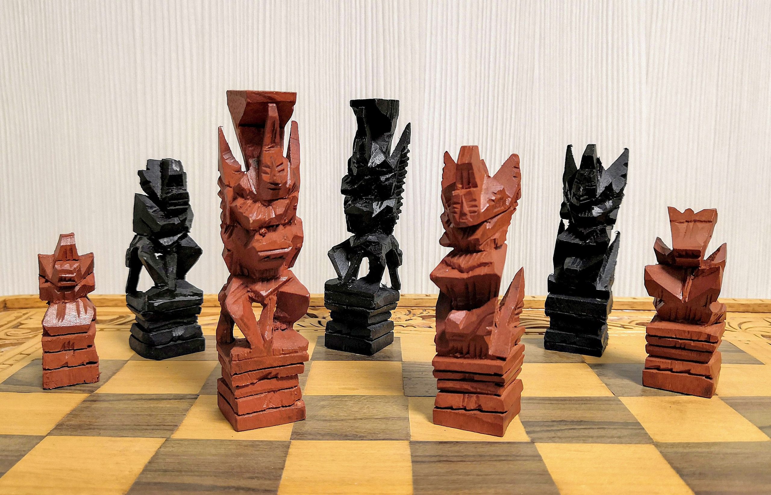 Kiva Store  Hand Carved Natural Wood Folding Chess Set from Bali - Play to  Win