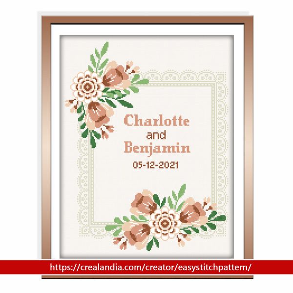 Wedding cross stitch pattern. DIY. customizable.