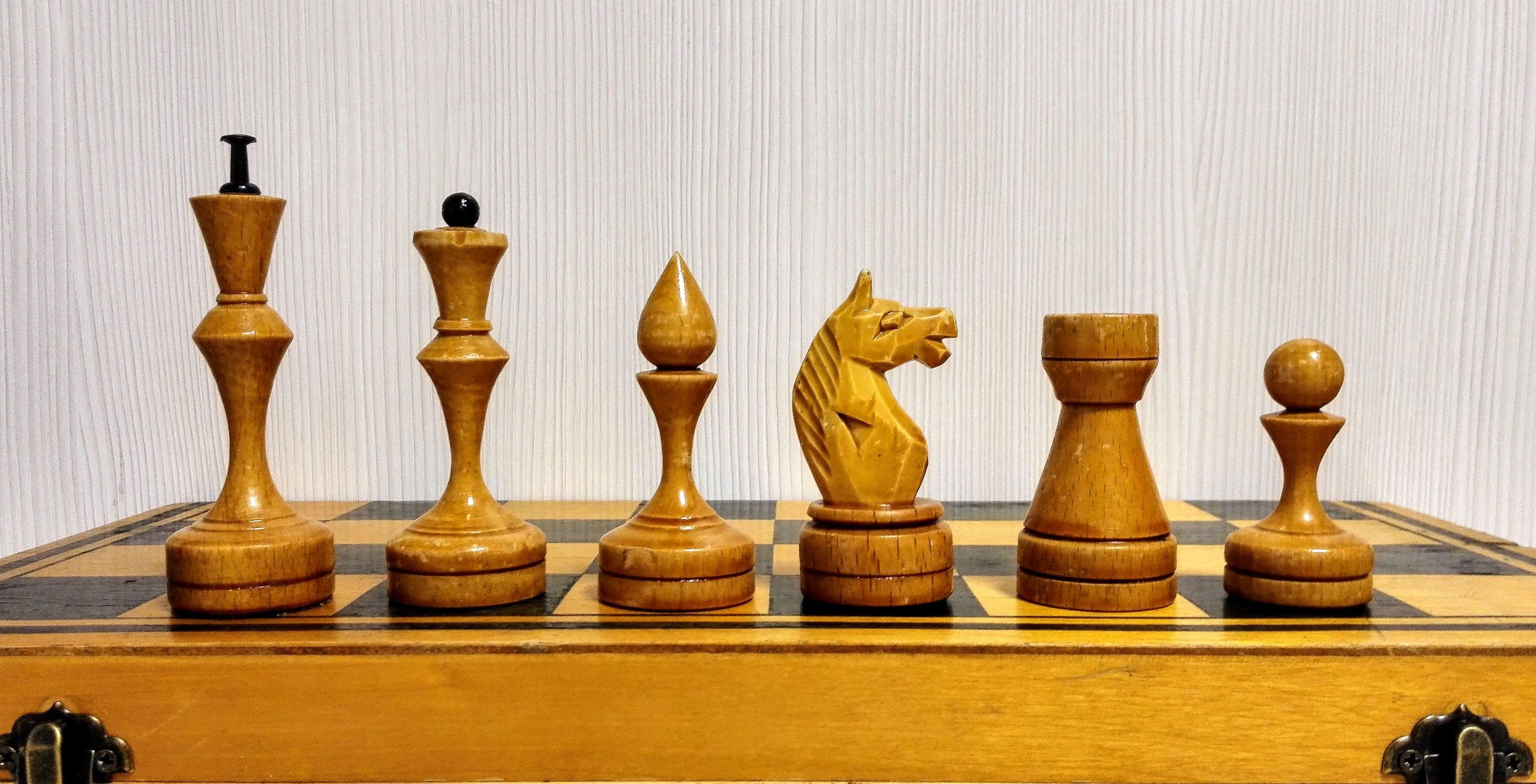 Large Vintage Soviet Wooden Chess. Vintage Russian chess