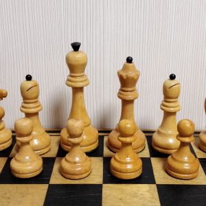 Antique Soviet Wooden Chess set. Big Vintage Russian chess USSR