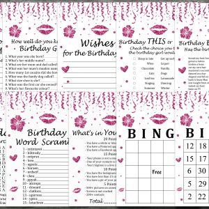 Pink glitter Birthday Games package,INSTANT DOWNLOAD