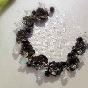 Charmed black bracelet Free shipping Floral bracelet jewelry