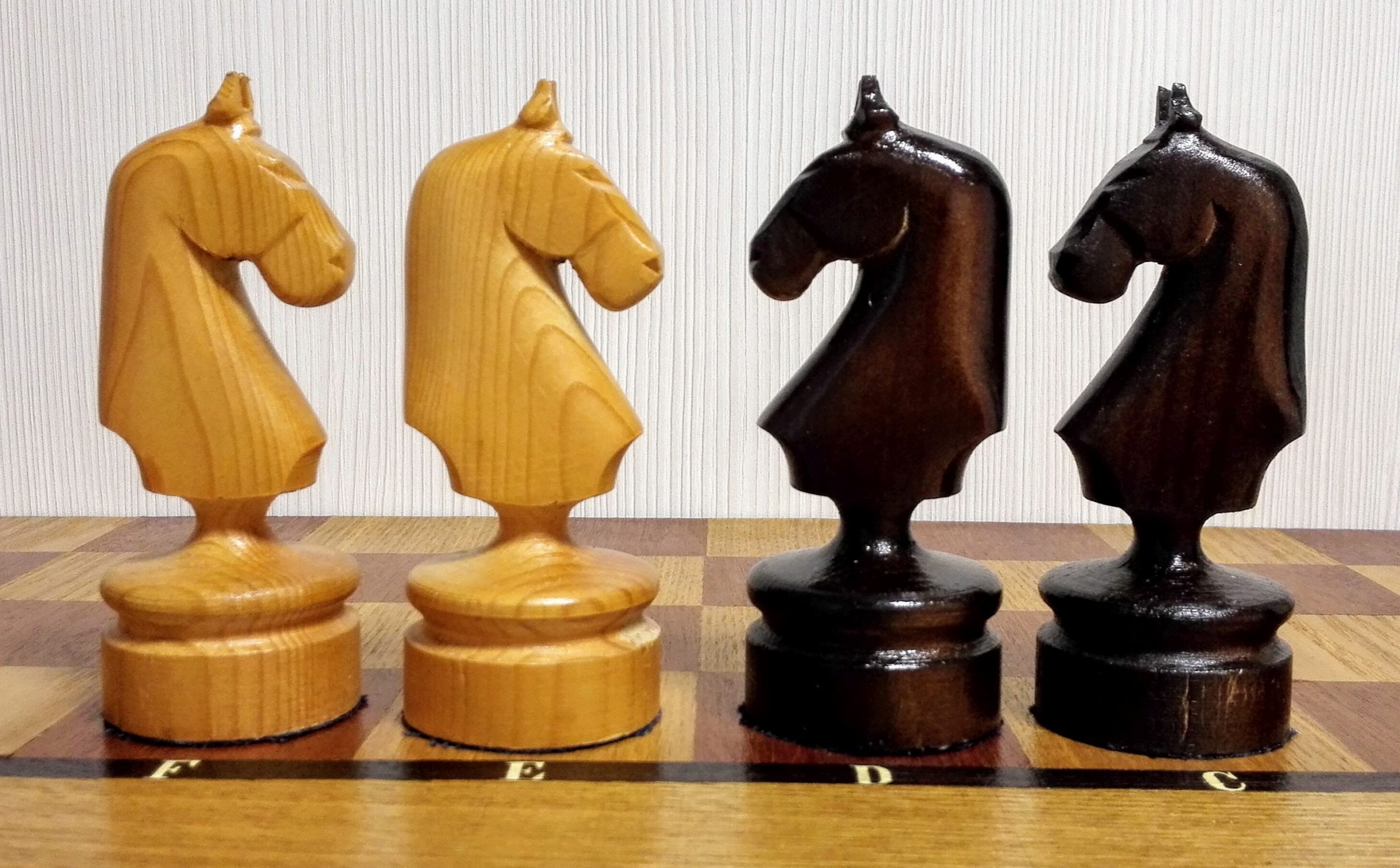 Antique Soviet Chess Handmade. Big Russian Wooden Chess