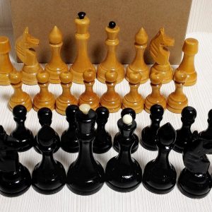 Large Antique Soviet Wooden Chess Pieces. Vintage Russian chess