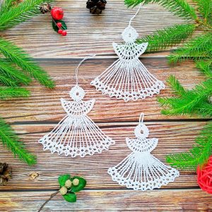 Crochet lace snowflake pattern 2 elegant Christmas ornaments