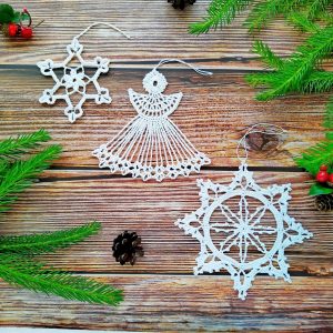 Christmas coasters gift set of 4 Doily lace coaster handmade