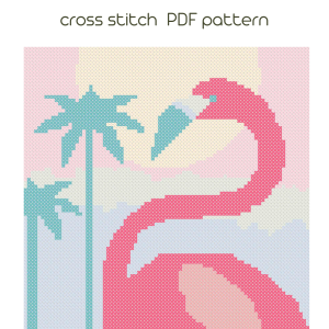 Flamingo cross stitch, Animal cross stitch pattern, PDF Pattern /17/