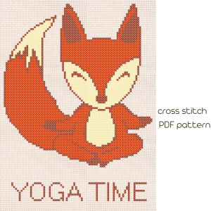 Fox cross stitch, Yoga cross stitch pattern, Modern cross stich /18/