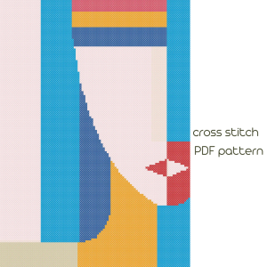 Abstract face cross stitch,cross stitch pattern,PDF Pattern/37/