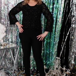 Crocheted cotton jumper decorated with Italian sequins